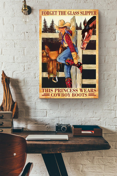 Forget The Glass Slipper Cowgirl Poster Horse Riding Wall Art Cowgirl Cowboy Gift Canvas Framed Prints, Canvas