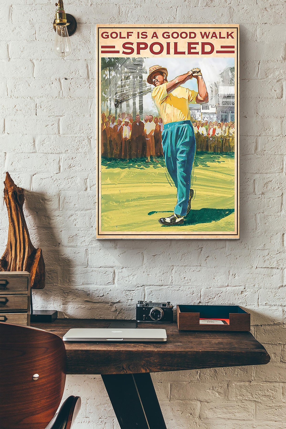 Golf Is A Good Walk Spoiled Men Playing Golf Poster Canvas Gallery Wrapped Canvas Framed Gift Idea