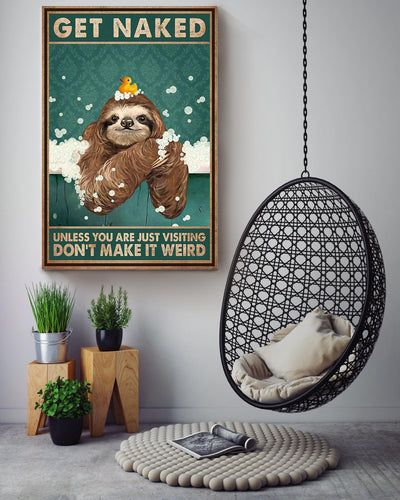 Get Naked Funny Meme Sloth In Bath Gift For Bathroom Decor Housewarming Canvas