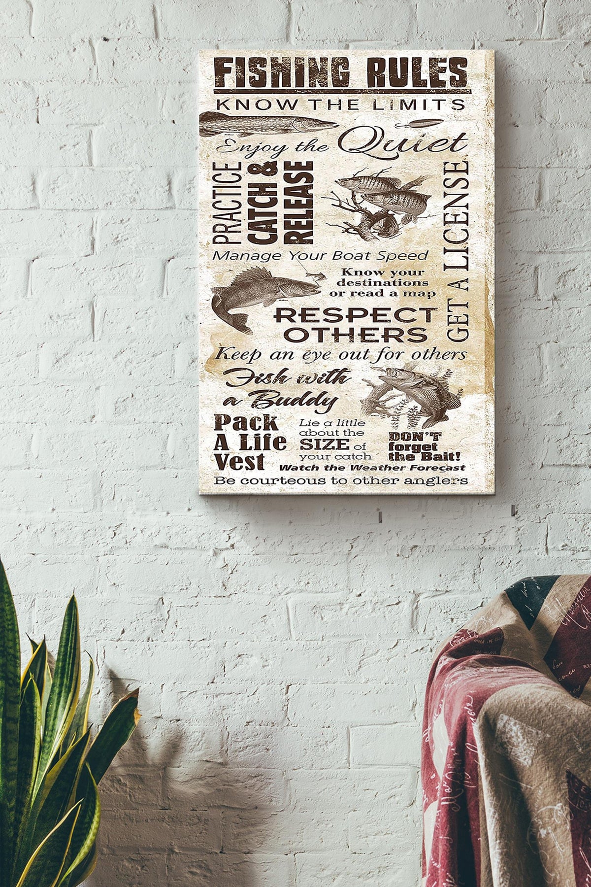 Fishing Rules You Need To Know Poster Canvas Gallery Wrapped Canvas Framed Gift Idea