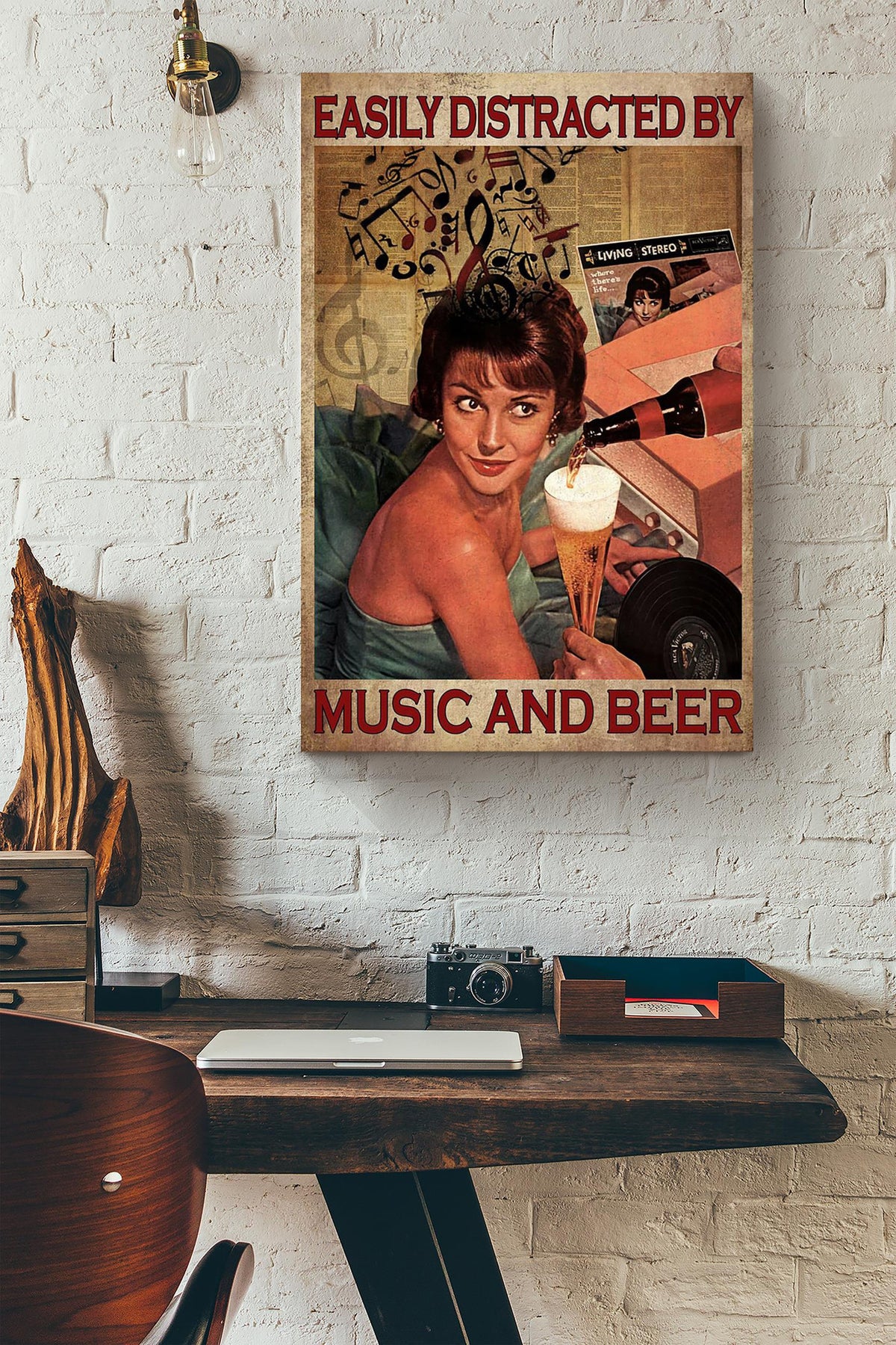 Easily Distracted By Music And Beer For Home Decor Housewarming Canvas