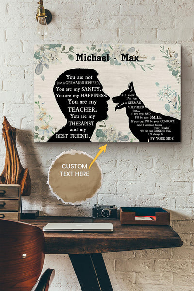 German Shepherd Boy Therapist Best Friend Personalized Poster - Animal Wall Art - Gift For Dog Lover Dog Foster Puppy Fan Canvas Gallery Wrapped Canvas Framed Gift Idea Framed Prints, Canvas
