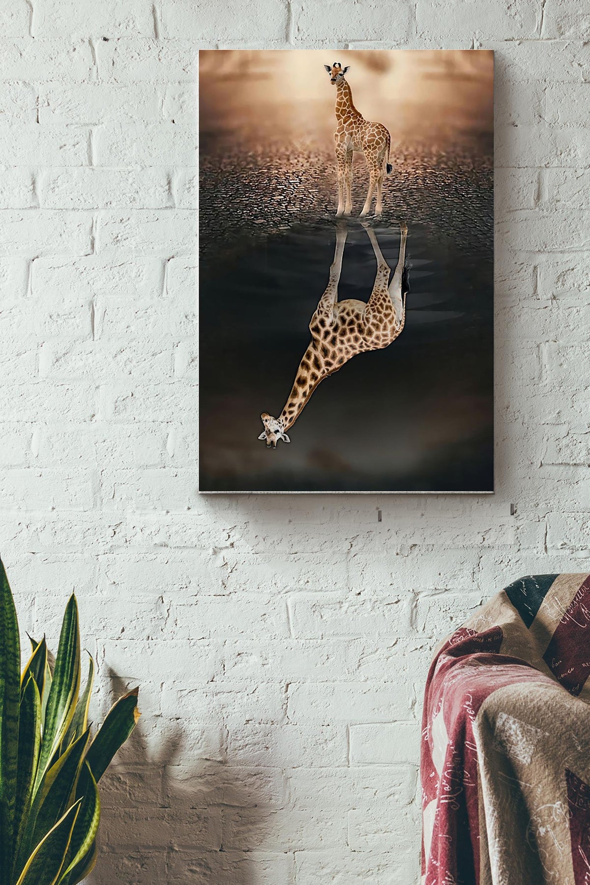 Giraffe Growing Up Giraffe Shadow Poster Canvas Gallery Wrapped Canvas Framed Gift Idea