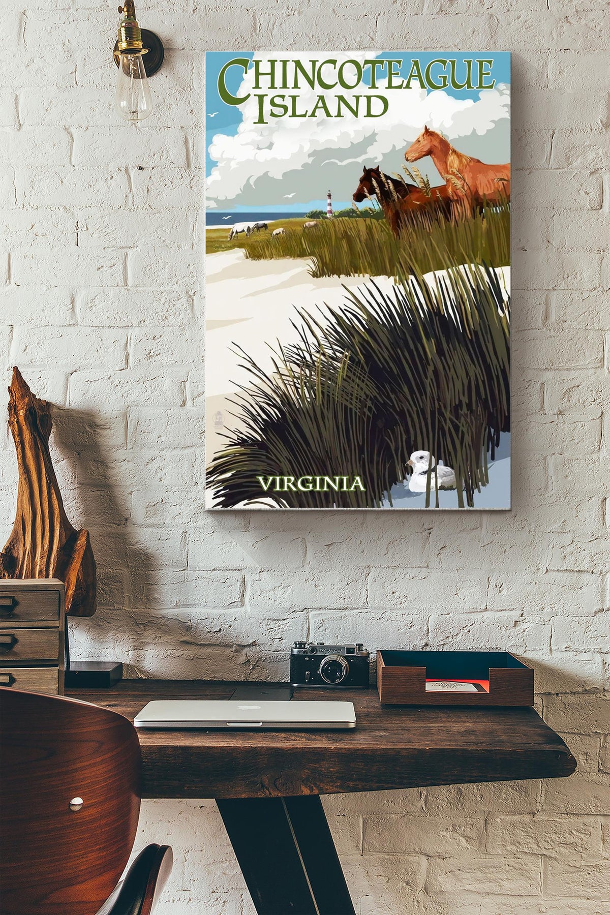 Chincoteague Island Virginia Poster - Traveling Wall Art - Gift For Tourist Souvenir Traveling Lover Surfing Lover Beach Lover Canvas Gallery Wrapped Canvas Framed Gift Idea Framed Prints, Canvas