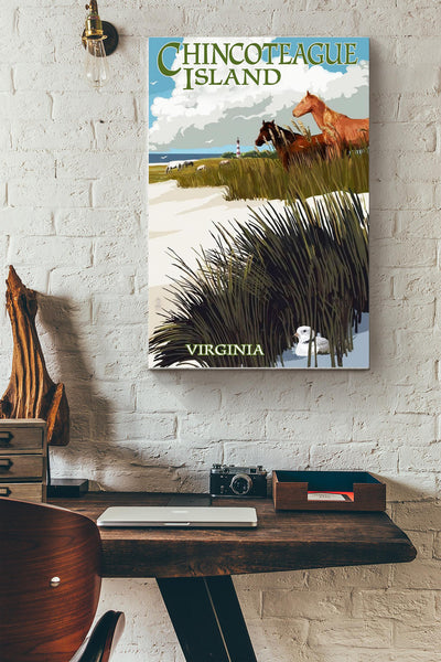 Chincoteague Island Virginia Poster - Traveling Wall Art - Gift For Tourist Souvenir Traveling Lover Surfing Lover Beach Lover Canvas Gallery Wrapped Canvas Framed Gift Idea Framed Prints, Canvas