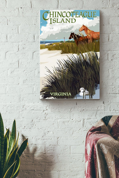 Chincoteague Island Virginia Poster - Traveling Wall Art - Gift For Tourist Souvenir Traveling Lover Surfing Lover Beach Lover Canvas Gallery Wrapped Canvas Framed Gift Idea Framed Prints, Canvas