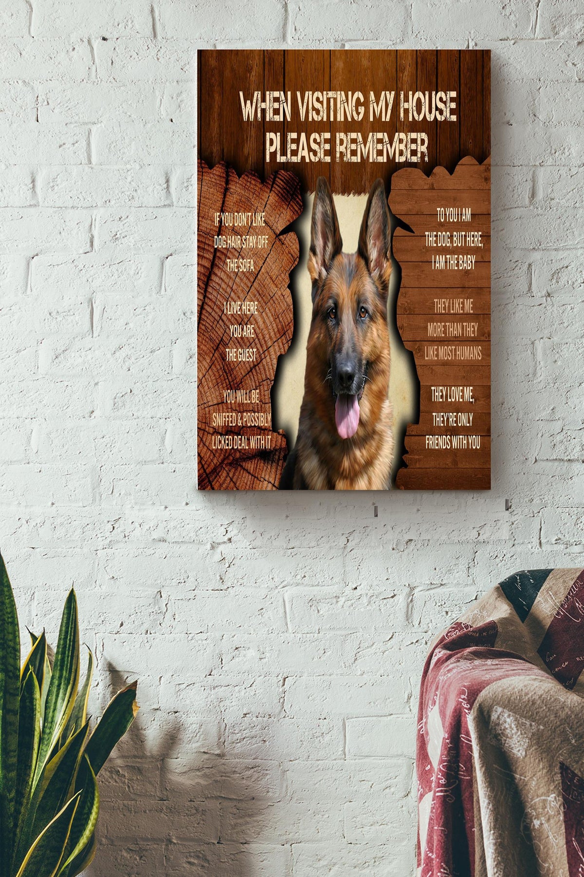 Dog Lover Home Rules Gift For Dog Mom Home Decor Housewarming Canvas