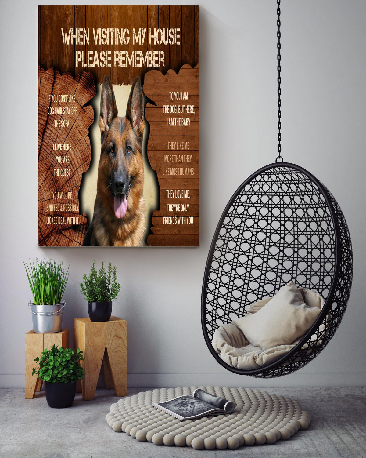 Dog Lover Home Rules Gift For Dog Mom Home Decor Housewarming Canvas
