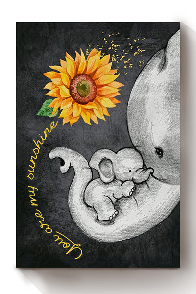 Elephant Sunflowers You Are My Sunshine Wall Art Farmhouse Sign Decor Birthday Wedding Housewarming Gift Ready To Hang Canvas Framed Prints, Canvas