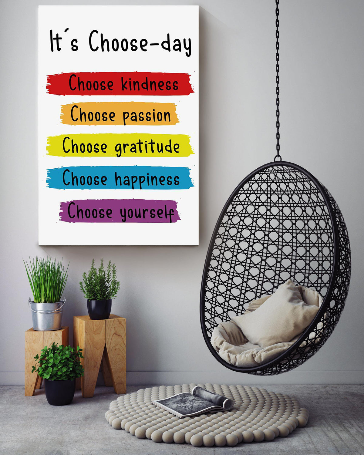 Colorful It Is Choose Day Equality Wall Art For Classroom Kids Room Decor Canvas Gallery Wrapped Canvas Framed Gift Idea Framed Prints, Canvas