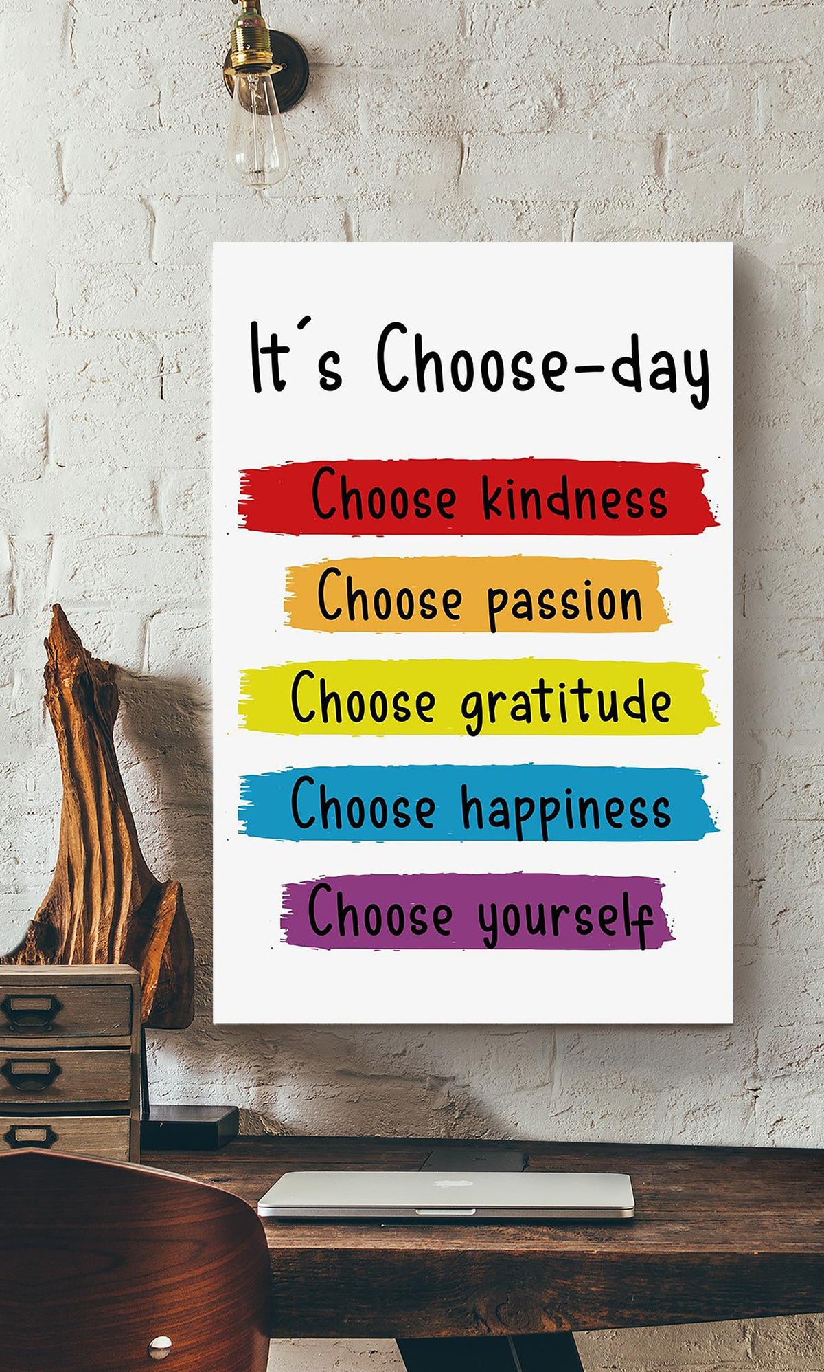Colorful It Is Choose Day Equality Wall Art For Classroom Kids Room Decor Canvas Gallery Wrapped Canvas Framed Gift Idea Framed Prints, Canvas