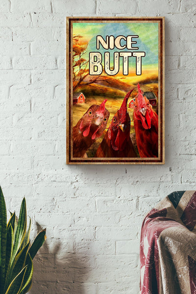 Funny Chicken Nice Bum Vintage Retro Gift For Farmer Canvas