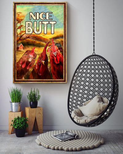 Funny Chicken Nice Bum Vintage Retro Gift For Farmer Canvas