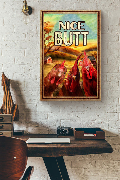 Funny Chicken Nice Bum Vintage Retro Gift For Farmer Canvas