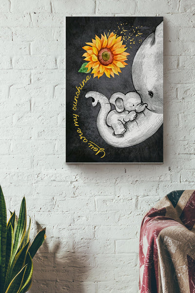 Elephant _ Sunflowers You Are My Sunshine Canvas Wall Art Farmhouse Sign Decor Poster Birthday Wedding Housewarming Gift Ready To Hang Canvas Gallery Wrapped Canvas Framed Gift Idea Framed Prints, Canvas