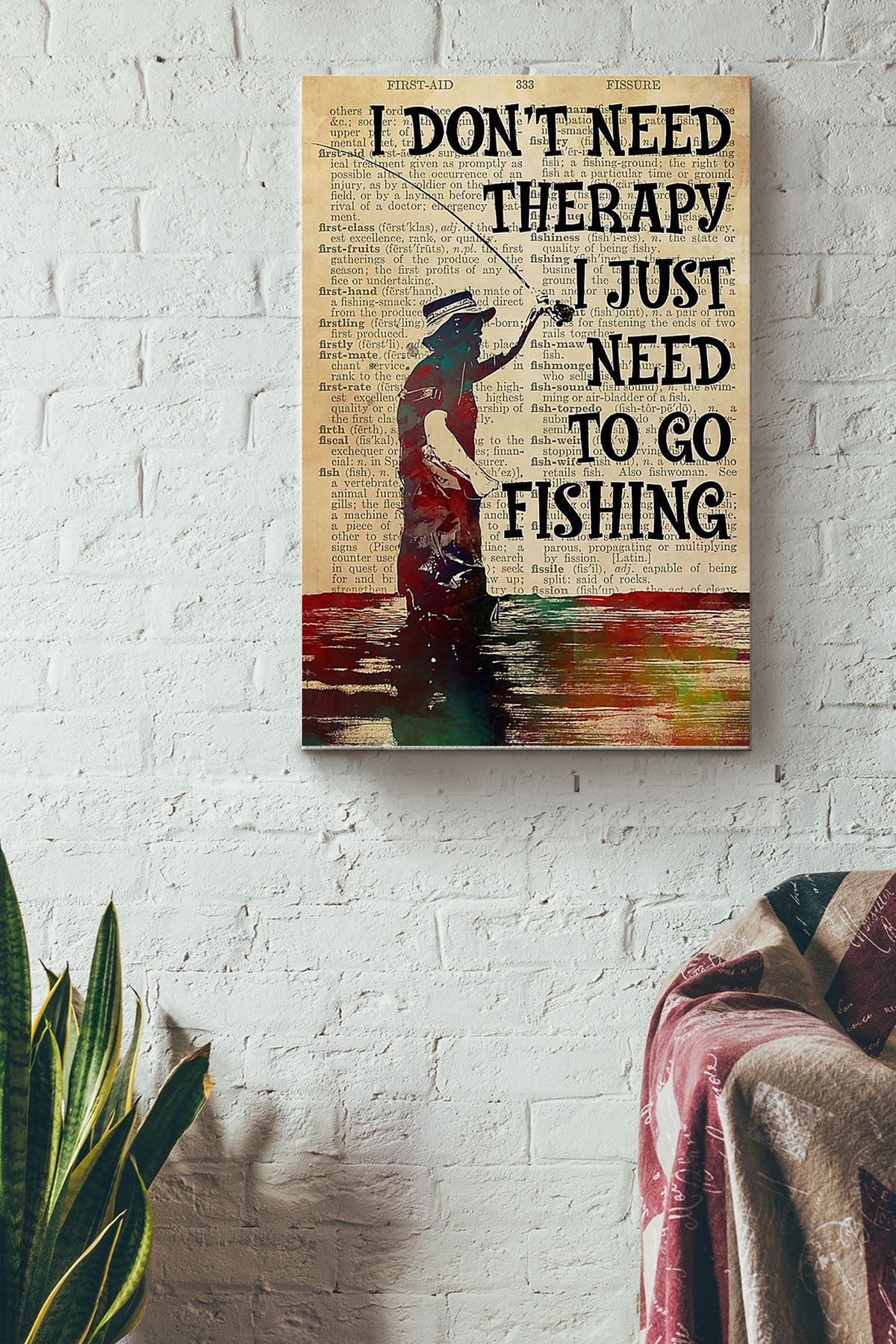 Fishing I Just Need To Go Fishing Canvas Gallery Wrapped Canvas Framed Gift Idea