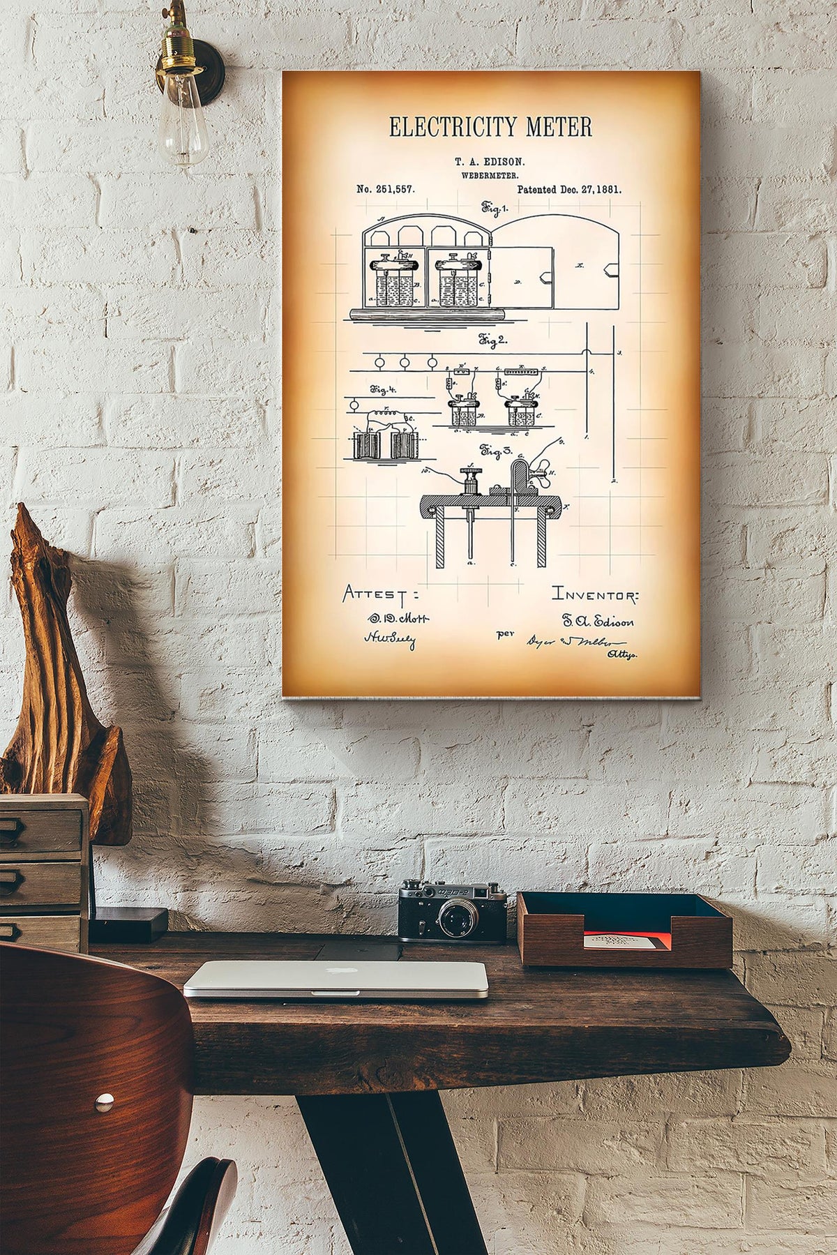 Electricity Meter Electrician Poster Canvas Gallery Wrapped Canvas Framed Gift Idea