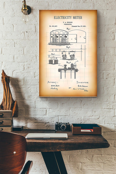 Electricity Meter Electrician Poster Canvas Gallery Wrapped Canvas Framed Gift Idea