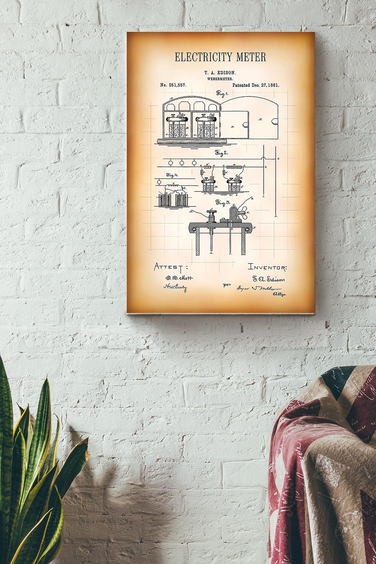 Electricity Meter Electrician Poster Canvas Gallery Wrapped Canvas Framed Gift Idea