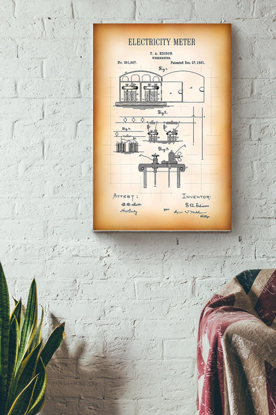 Electricity Meter Electrician Poster Canvas Gallery Wrapped Canvas Framed Gift Idea