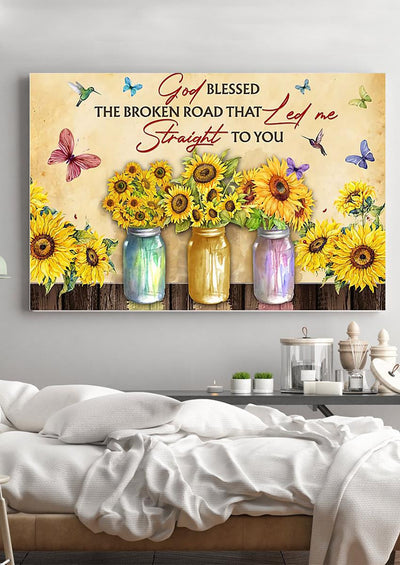 God Led Me Straight To You Loving Quote Wall Art Gift For Valentine Wedding Anniversary Framed Prints, Canvas