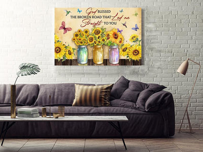 God Led Me Straight To You Loving Quote Wall Art Gift For Valentine Wedding Anniversary Framed Prints, Canvas