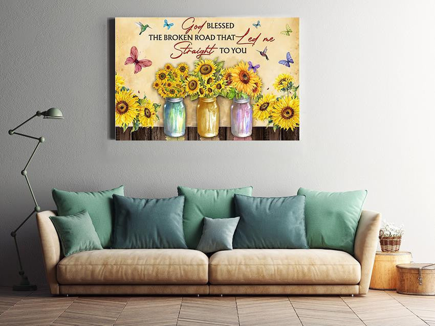 God Led Me Straight To You Loving Quote Wall Art Gift For Valentine Wedding Anniversary Framed Prints, Canvas