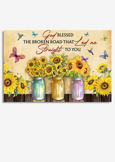 God Led Me Straight To You Loving Quote Wall Art Gift For Valentine Wedding Anniversary Framed Prints, Canvas