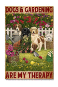 Dogs And Gardening Are My Therapy Inspiration Wall Art Gift For Garden Lover Dog Lover Canvas Gallery Wrapped Canvas Framed Gift Idea Framed Prints, Canvas