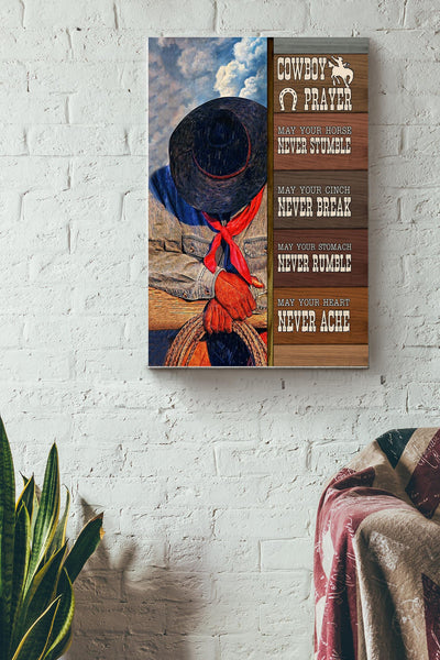 Cowboy Prayer Poster - Cowboy Wall Art - Gift For Cowboy Cowgirl Horse Lover Father Fathers Day Canvas Gallery Wrapped Canvas Framed Gift Idea Framed Prints, Canvas