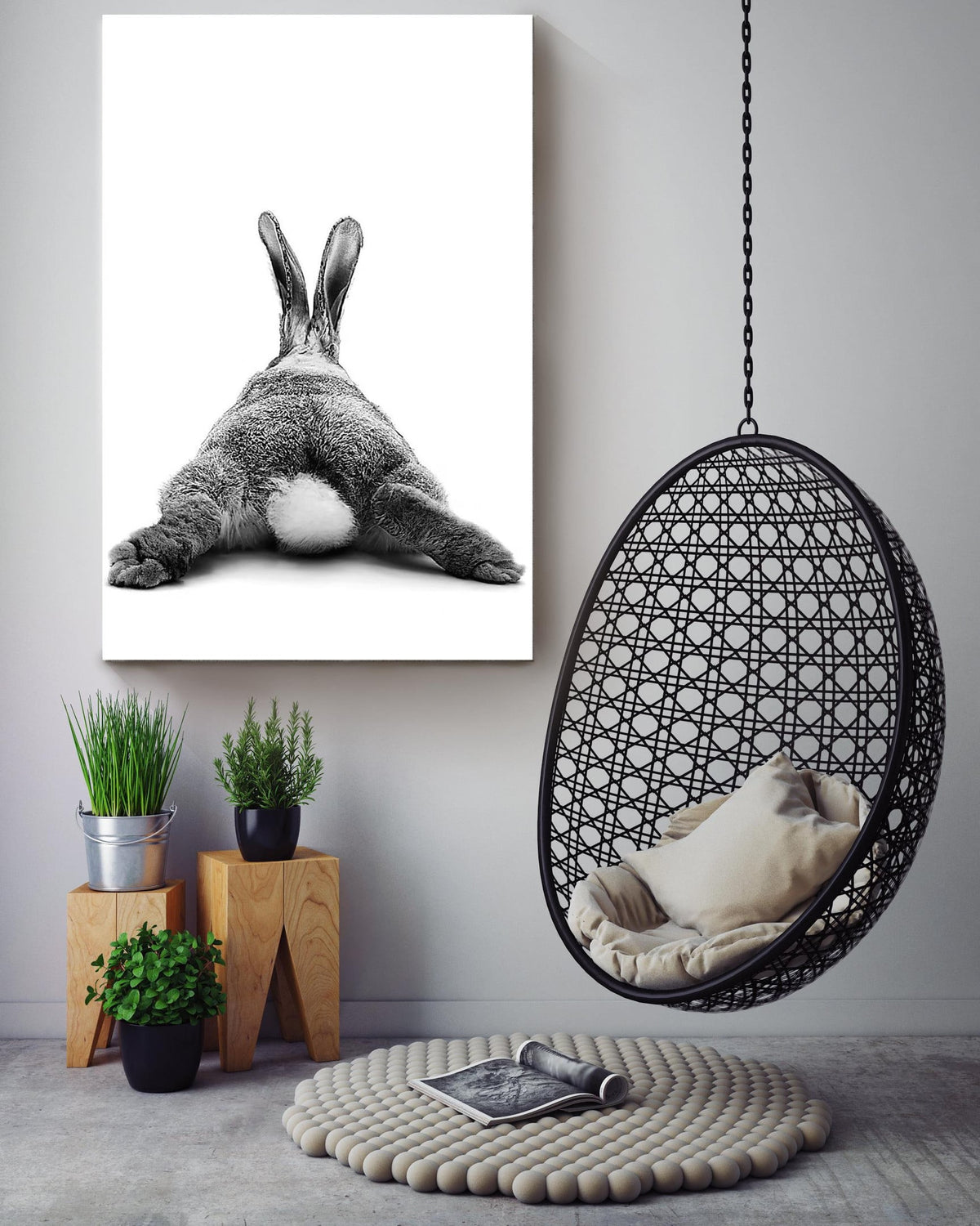 Cute Rabbit Butt Funny Gift For Friends Birthday Houswarming Canvas