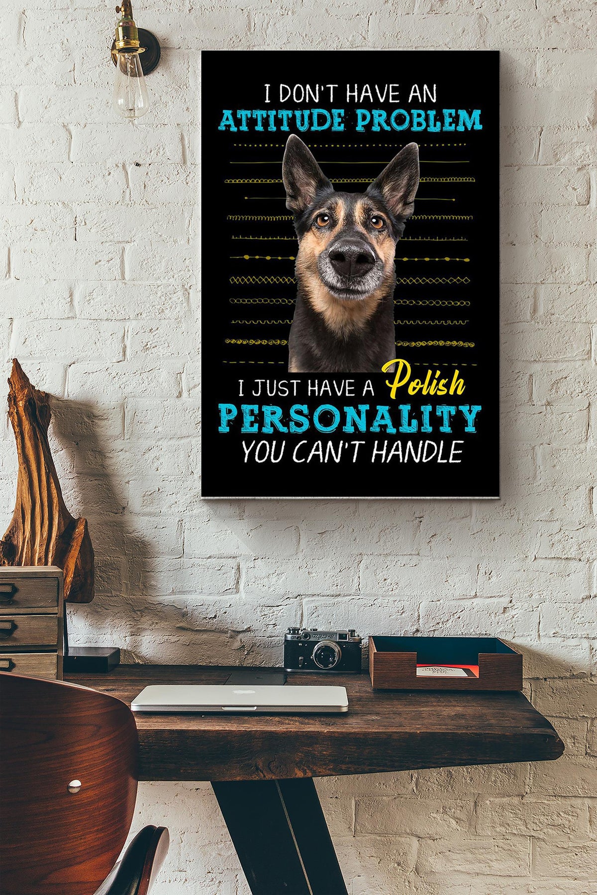 German Shepherd Polish Personality Dog Moms Canvas Gallery Wrapped Canvas Framed Gift Idea