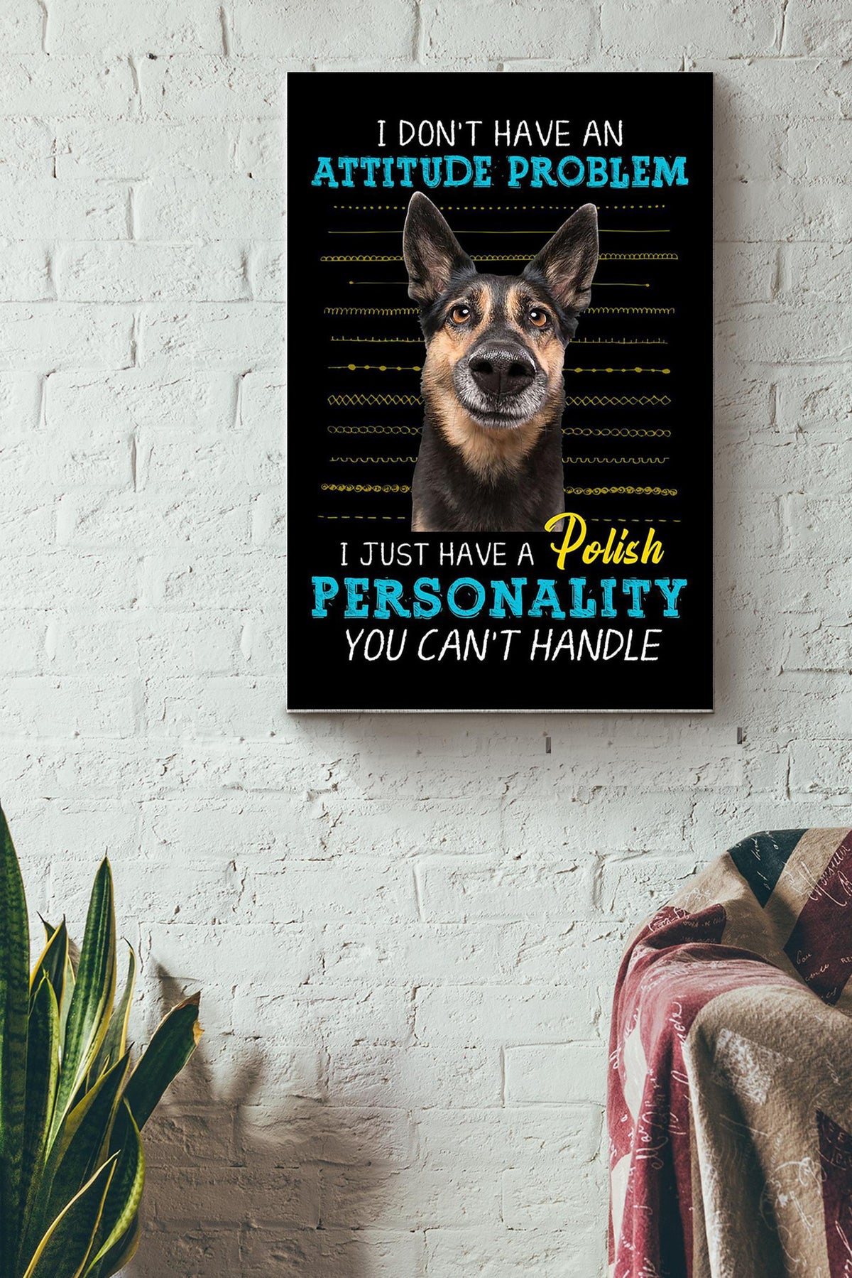 German Shepherd Polish Personality Dog Moms Canvas Gallery Wrapped Canvas Framed Gift Idea