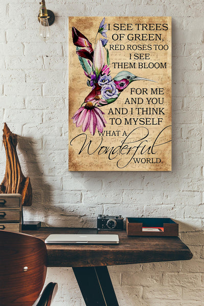 Hummingbird What A Wonderful World Gift For Home Decor Housewarming Canvas