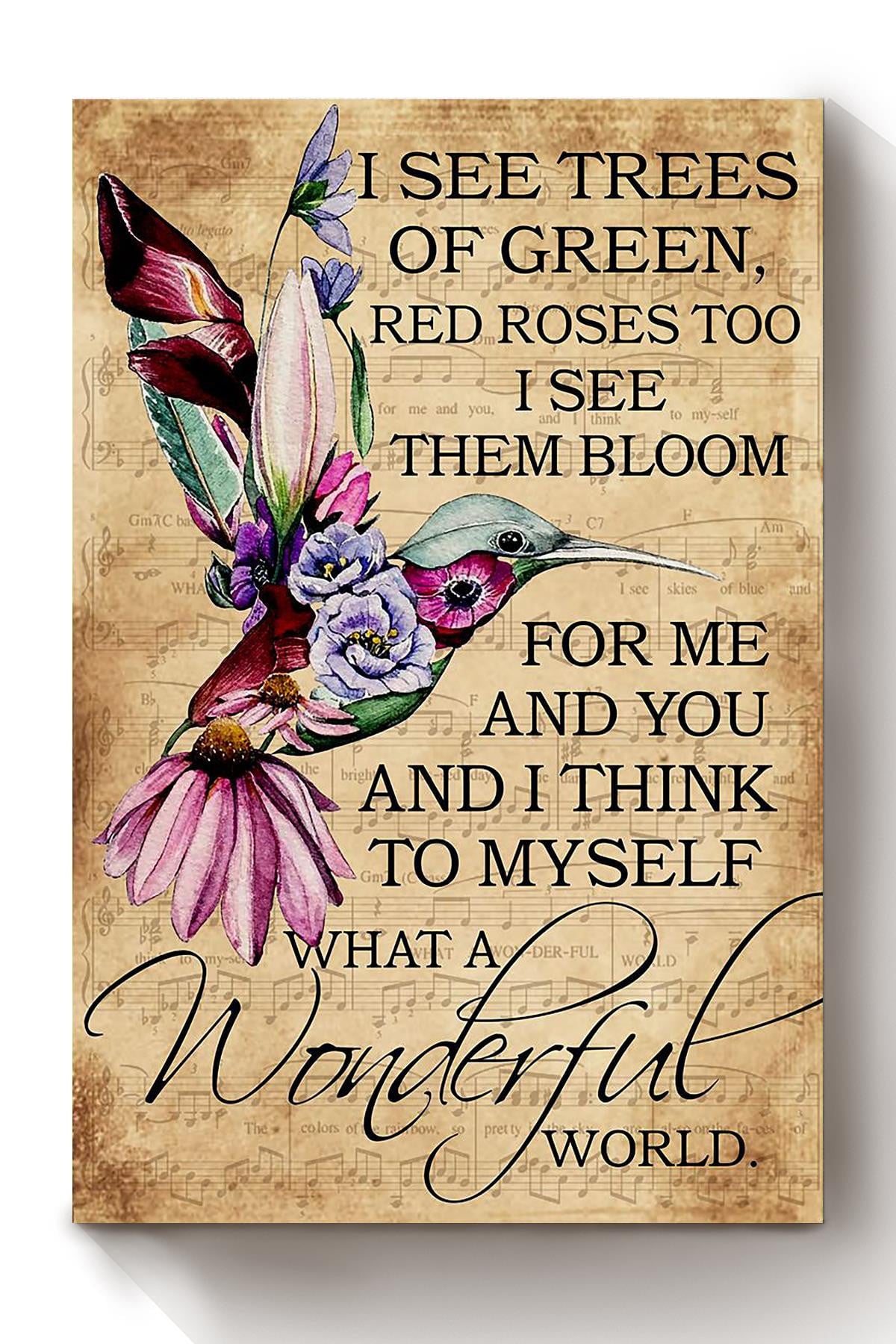 Hummingbird What A Wonderful World Gift For Home Decor Housewarming Canvas