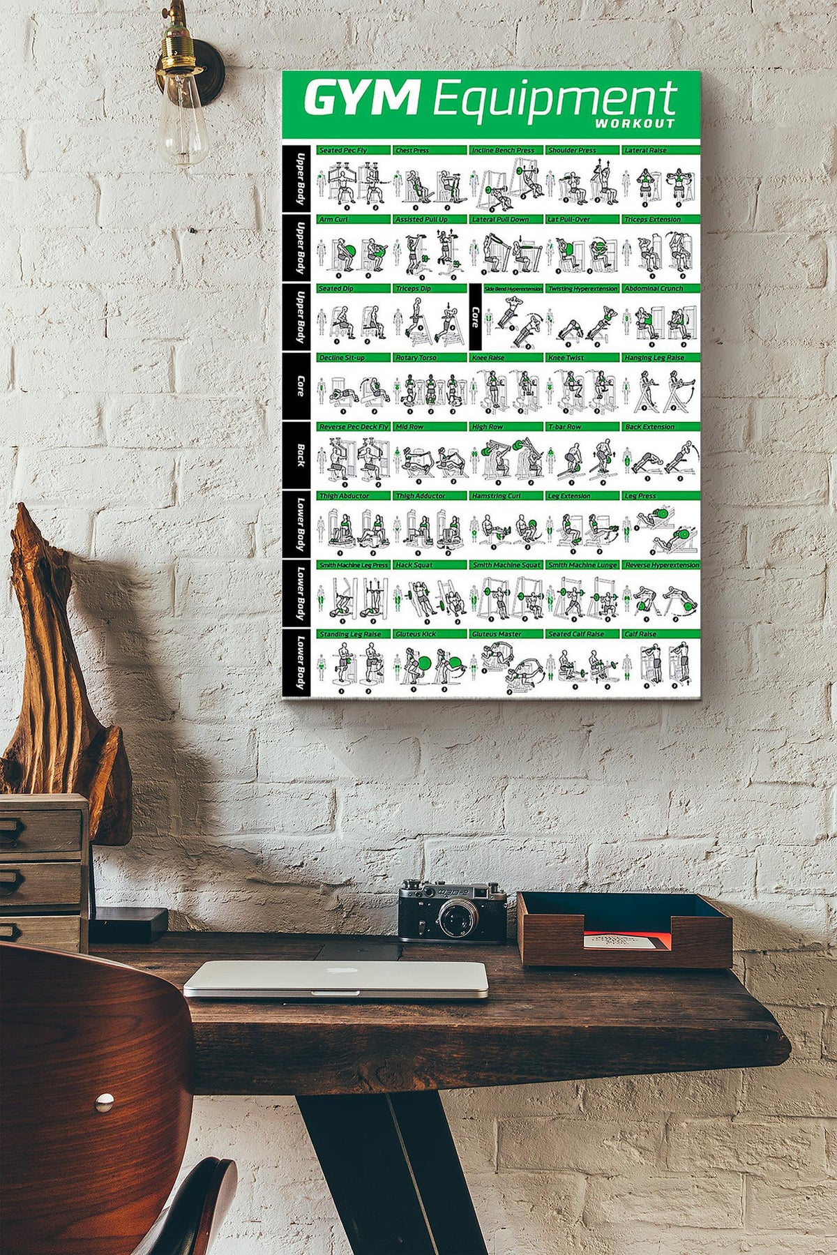 Gym Equipment Fitness Poster Canvas Gallery Wrapped Canvas Framed Gift Idea