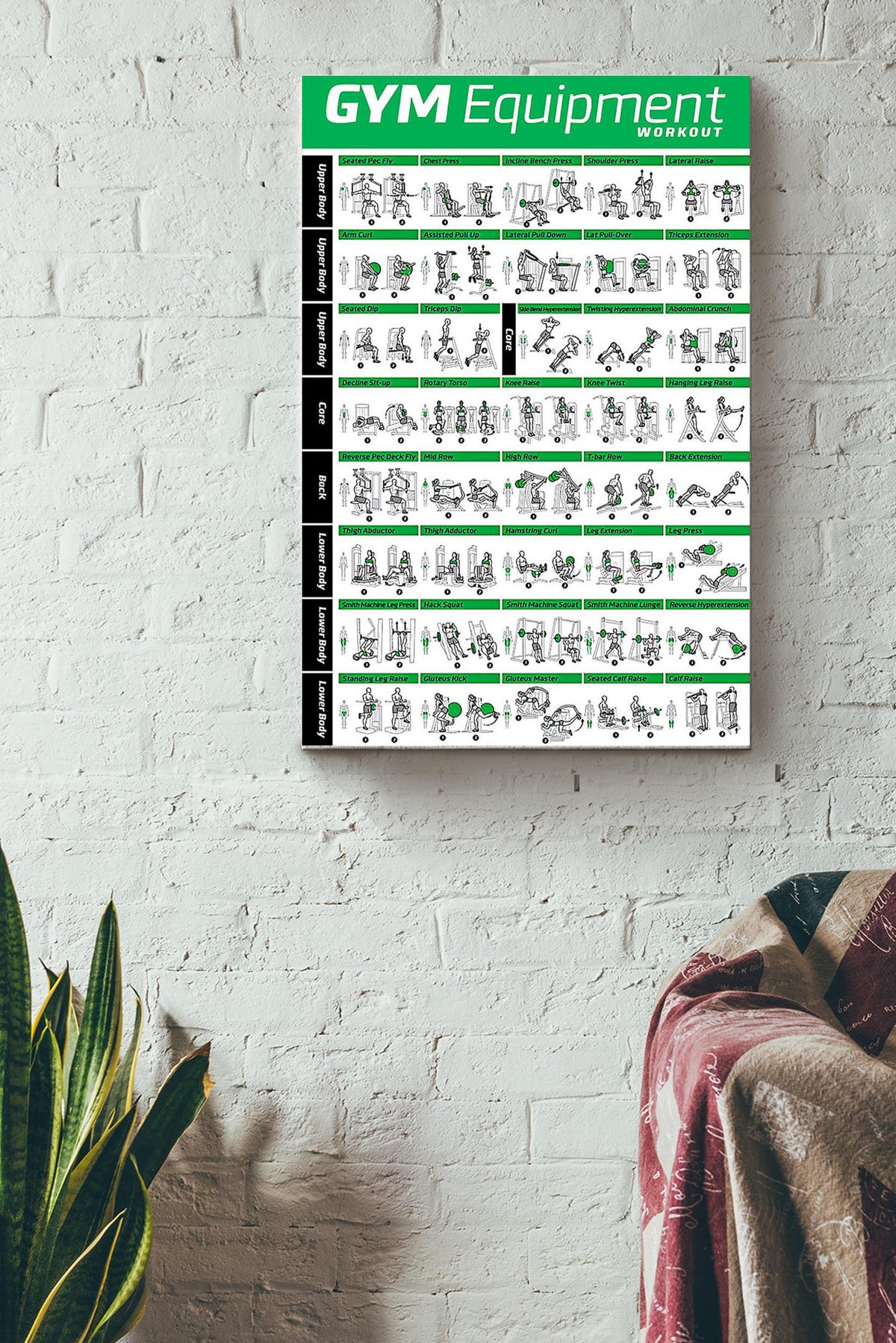 Gym Equipment Fitness Poster Canvas Gallery Wrapped Canvas Framed Gift Idea