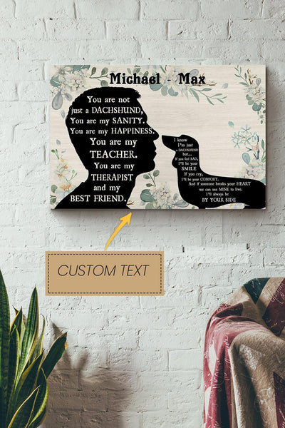Dachshund Boy Therapist Best Friend Personalized Poster - Animal Wall Art - Gift For Dog Lover Dog Foster Puppy Fan Canvas Gallery Wrapped Canvas Framed Gift Idea Framed Prints, Canvas