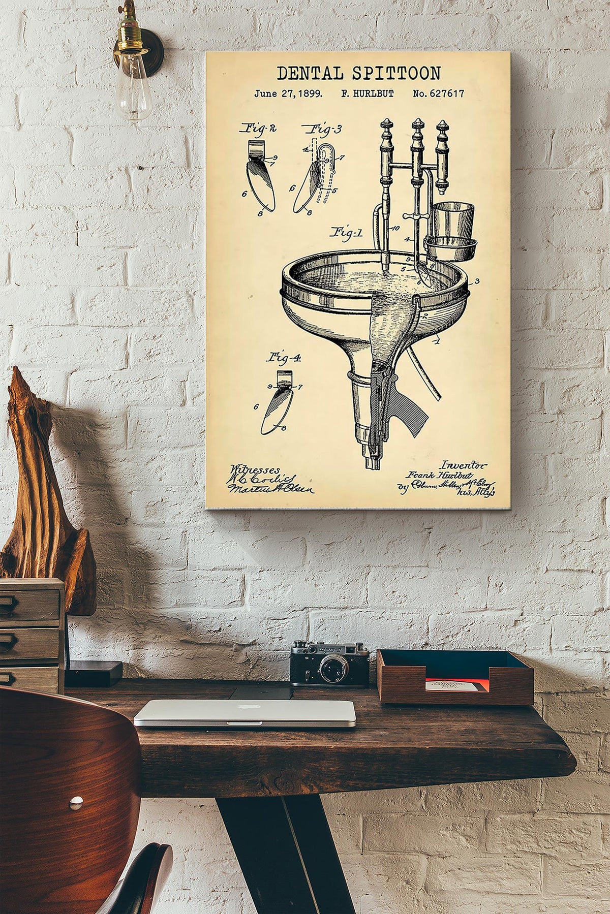Dental Spittoon Poster Canvas Gallery Wrapped Canvas Framed Gift Idea