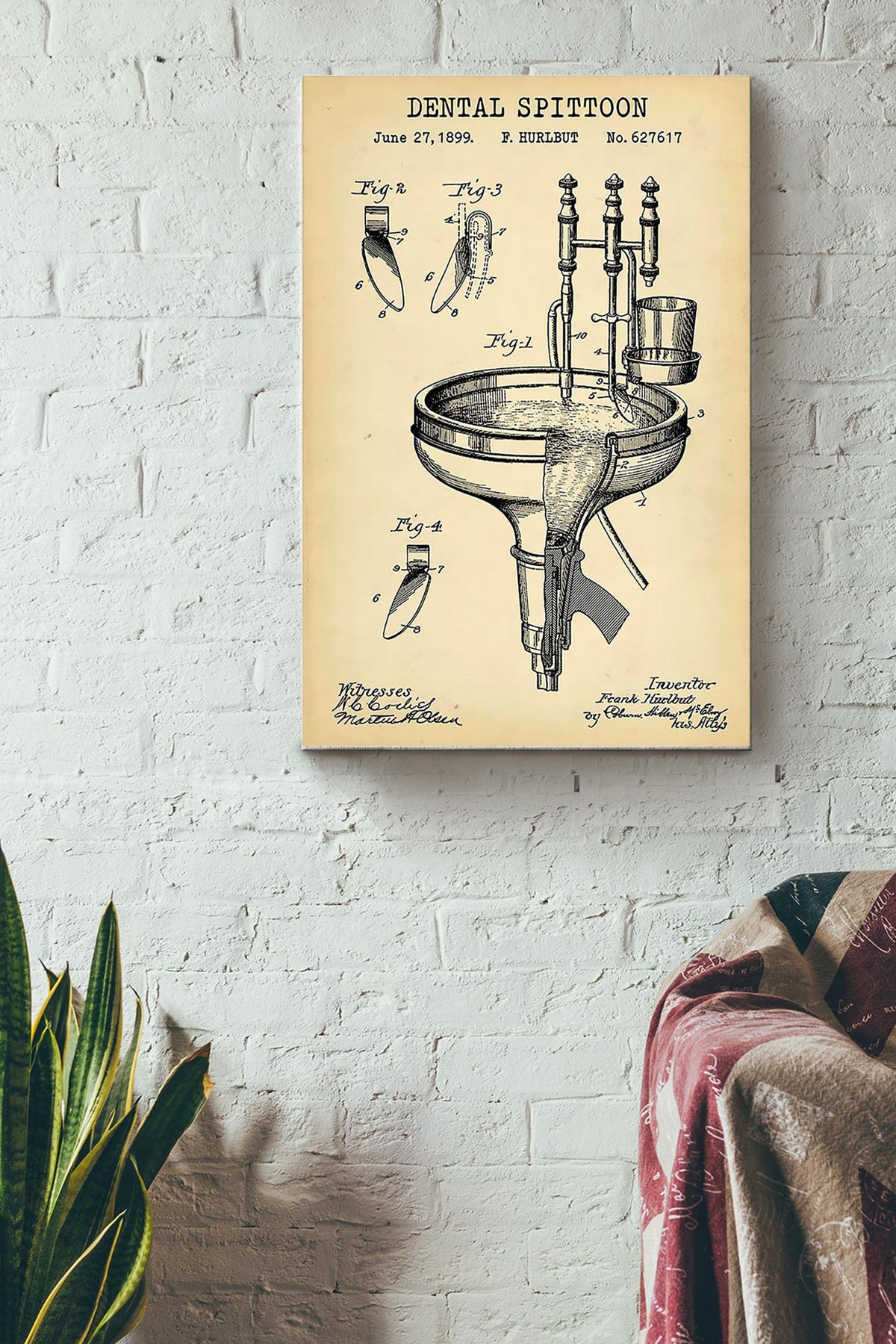 Dental Spittoon Poster Canvas Gallery Wrapped Canvas Framed Gift Idea