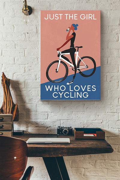 Girl Loves Cycling Canvas Gallery Wrapped Canvas Framed Gift Idea