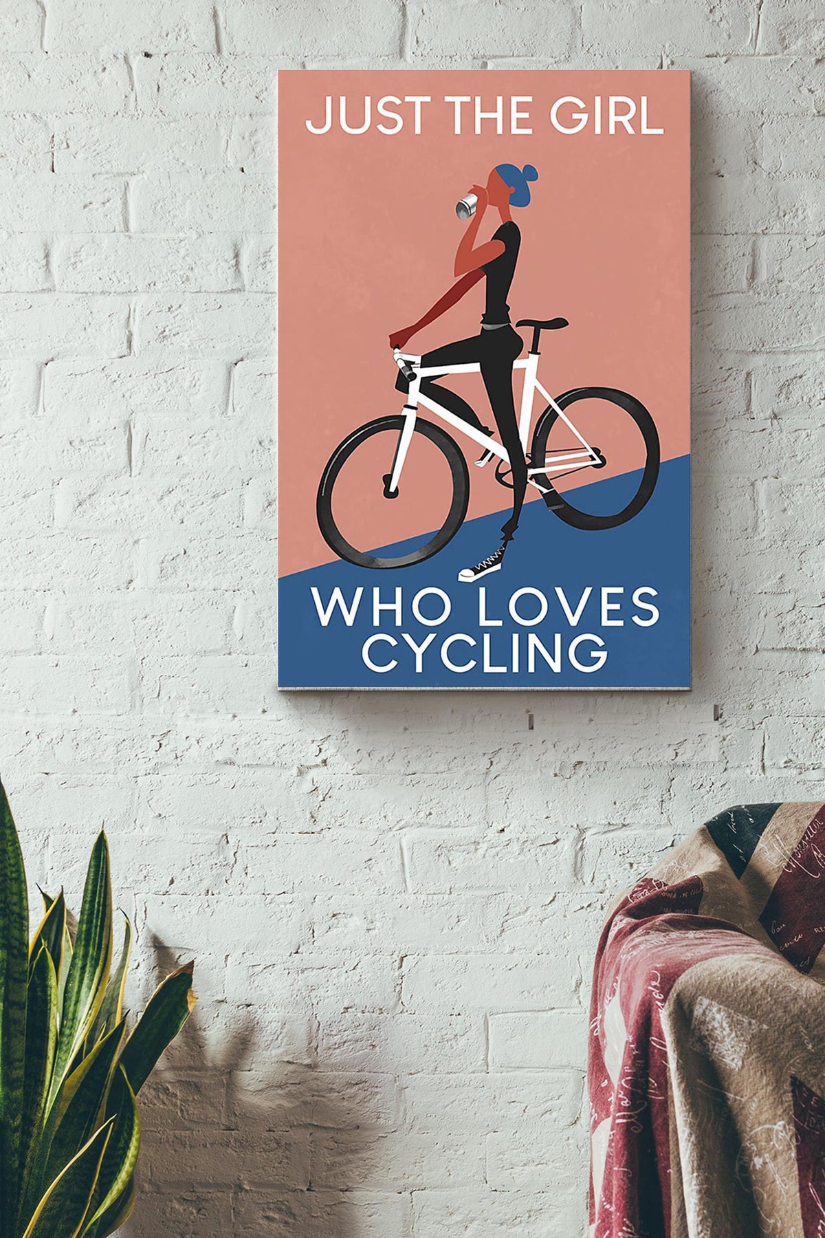 Girl Loves Cycling Canvas Gallery Wrapped Canvas Framed Gift Idea