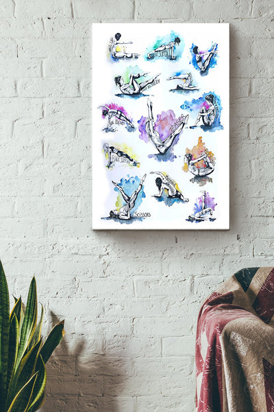 Fitness Color Art Watercolor Poster Canvas Gallery Wrapped Canvas Framed Gift Idea