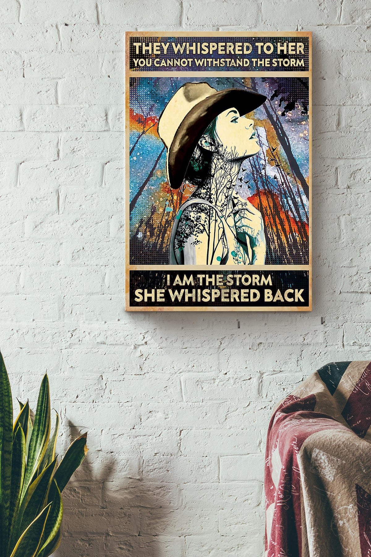 Cowgirl They Whispered To Her Poster Horse Riding Wall Art Cowgirl Cowboy Gift Canvas Framed Prints, Canvas