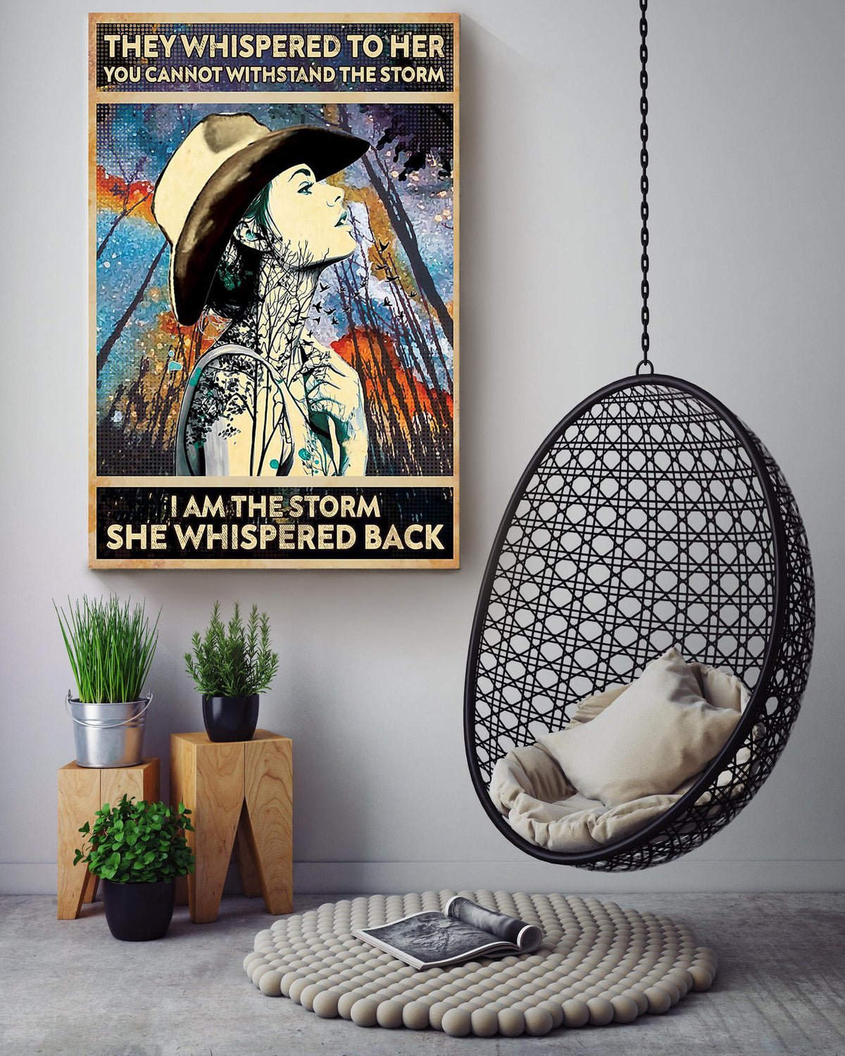 Cowgirl They Whispered To Her Poster Horse Riding Wall Art Cowgirl Cowboy Gift Canvas Framed Prints, Canvas