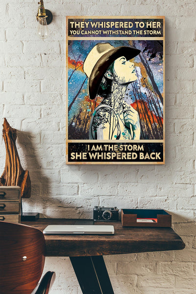Cowgirl They Whispered To Her Poster Horse Riding Wall Art Cowgirl Cowboy Gift Canvas Framed Prints, Canvas