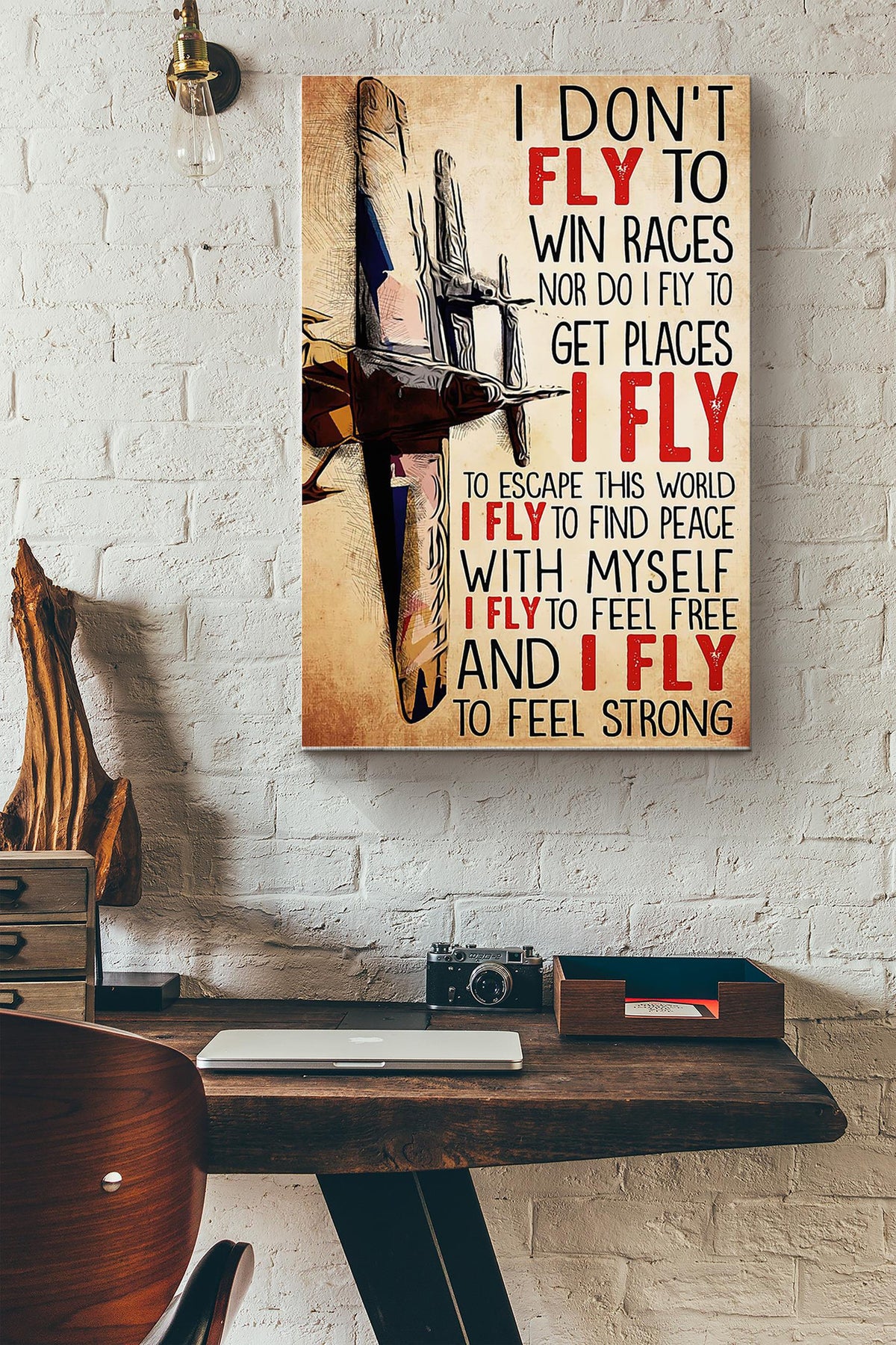 I Dont Fly To Win Races Pilot Poster - Aviation Knowledge Wall Art - Gift For Flight Engineer Flight Attendants Pilot Canvas Gallery Wrapped Canvas Framed Gift Idea Framed Prints, Canvas