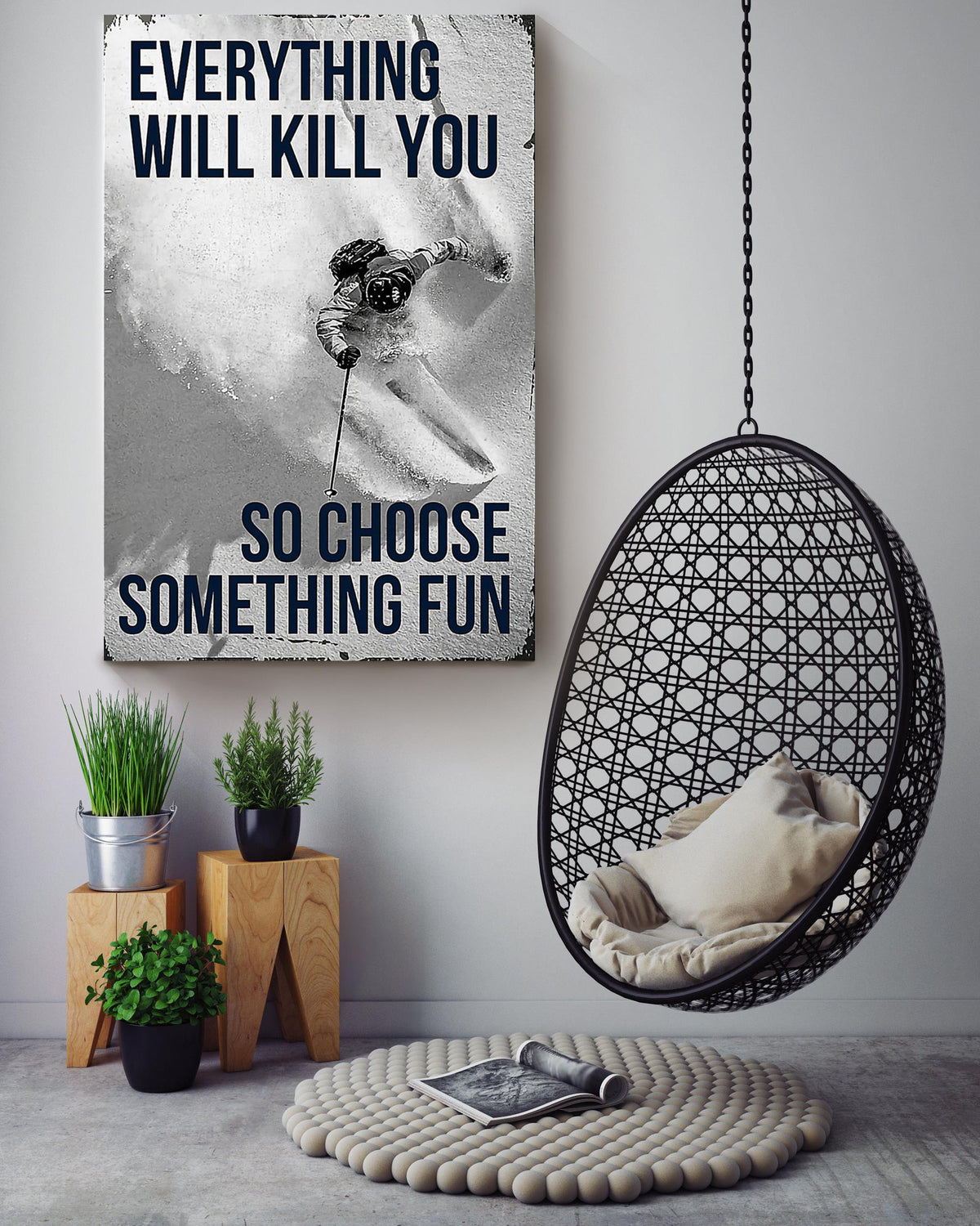 Choose Something Fun Skiing Wall Decor Gift For Explorer Canvas