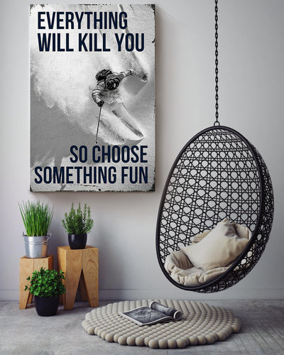 Choose Something Fun Skiing Wall Decor Gift For Explorer Canvas