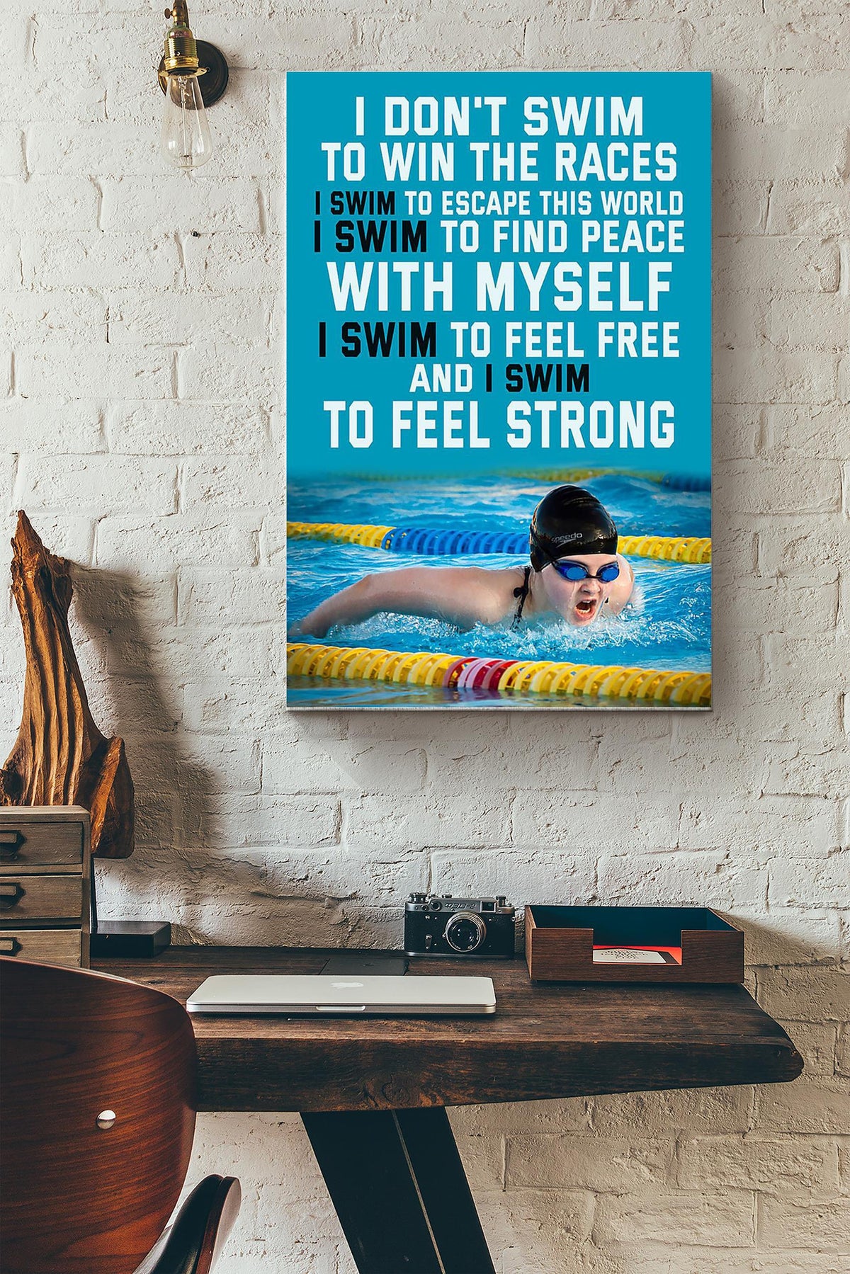 I Dont Swim To Win Races Poster - Sport Wall Art - Gift For Athletes Swimmer Water Sport Lover Canvas Gallery Wrapped Canvas Framed Gift Idea Framed Prints, Canvas